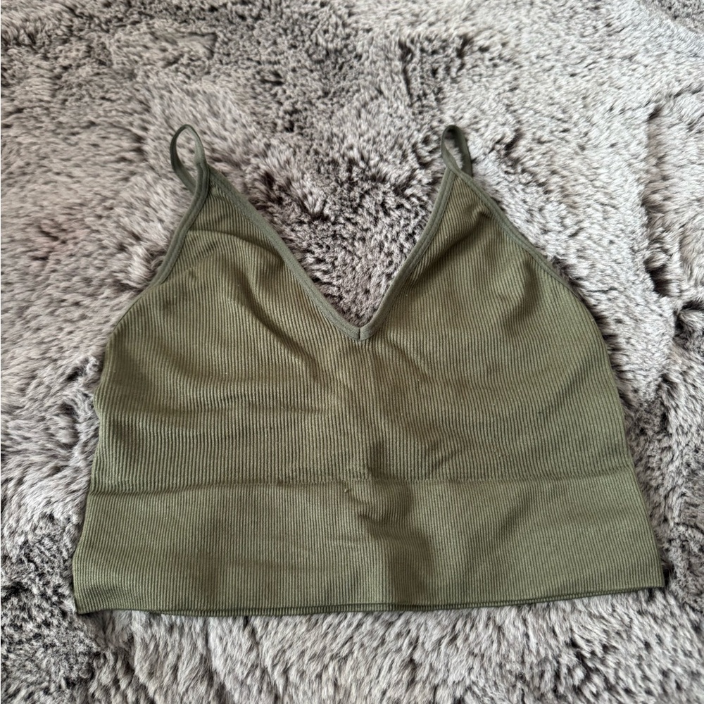 Green ribbed crop top Size S